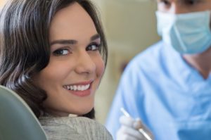 Woman smiling at dentist